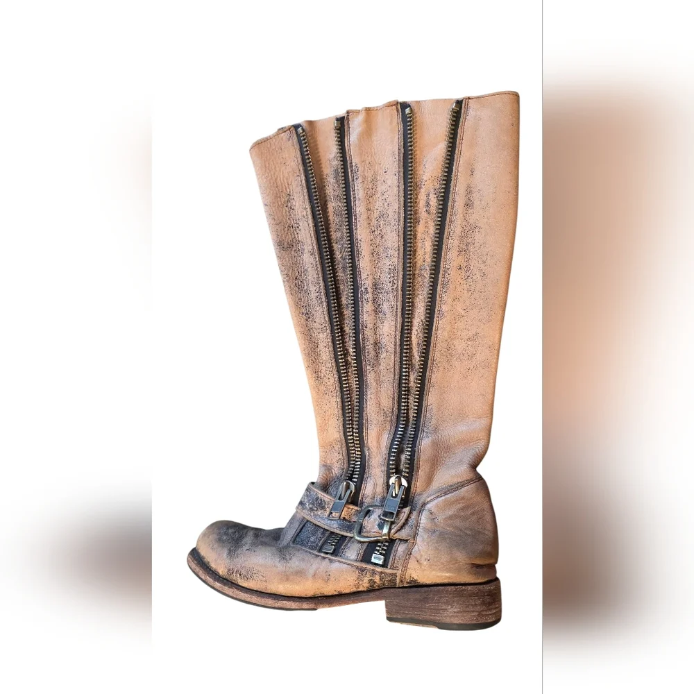 Bed Stu Tan Heeled Boots with Buckle Detail - Picture 8 of 8